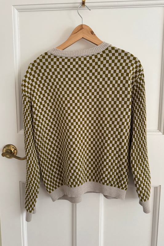 Checkerboard Knit Crew