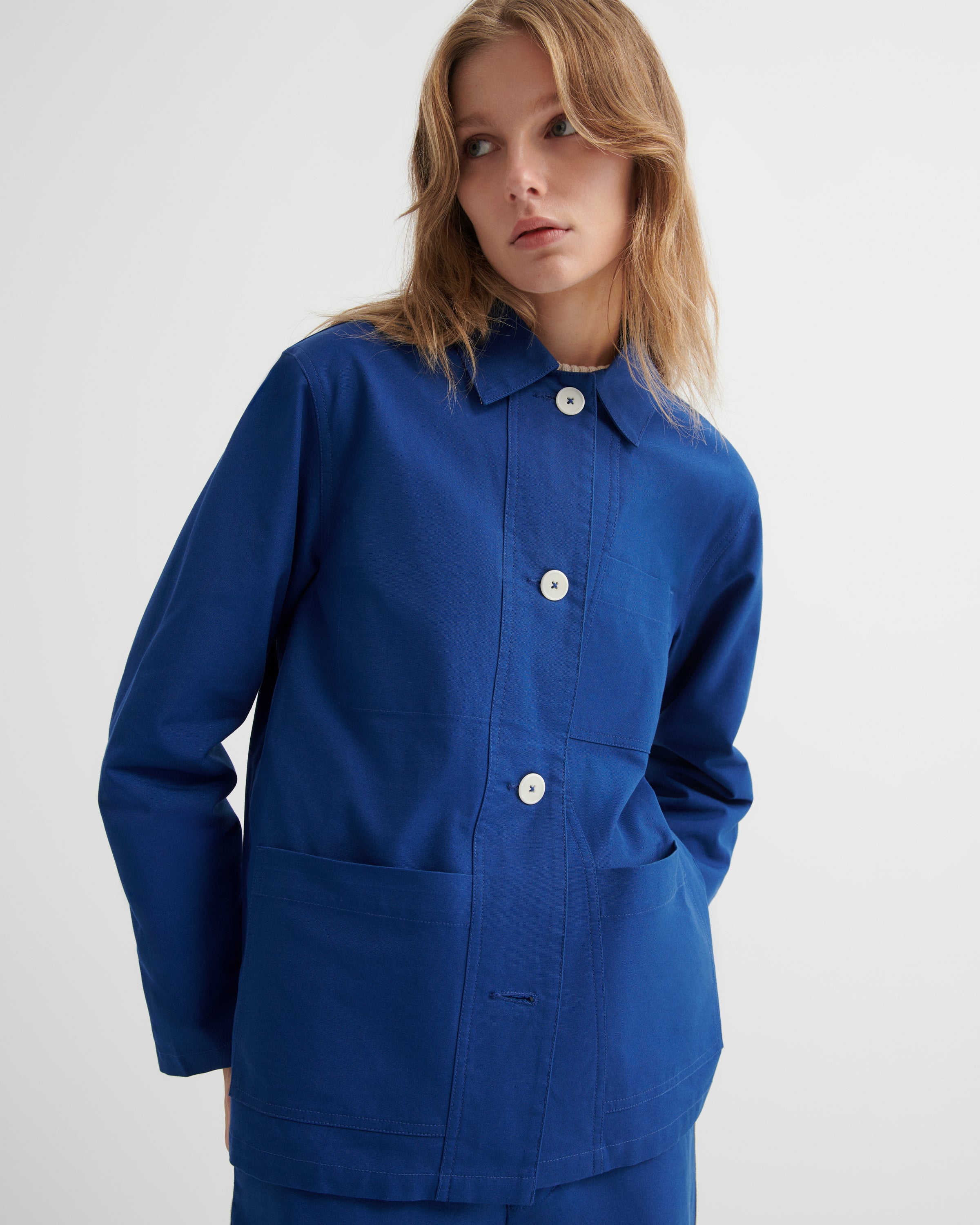 Shop Artisan Jacket - Factory Blue | Kowtow Clothing | Kowtow