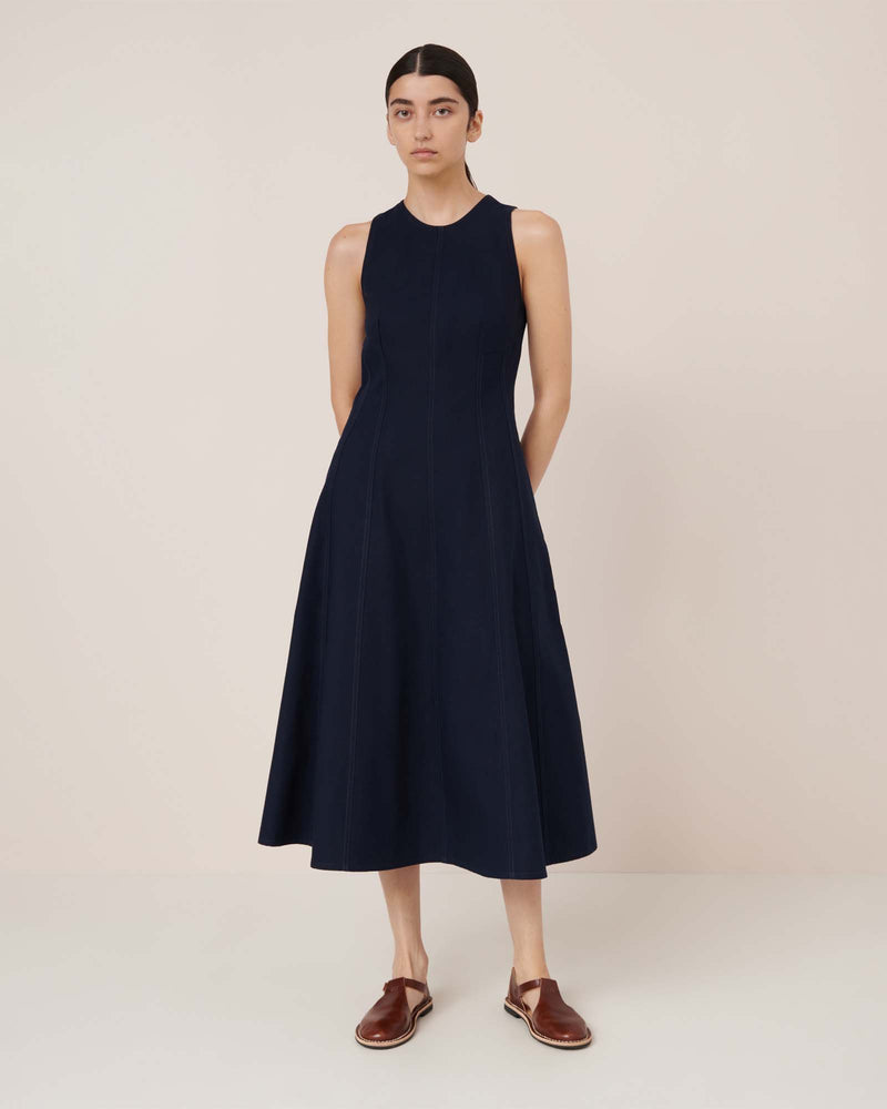 Shop Swing Dress - Etched Denim | Kowtow Clothing