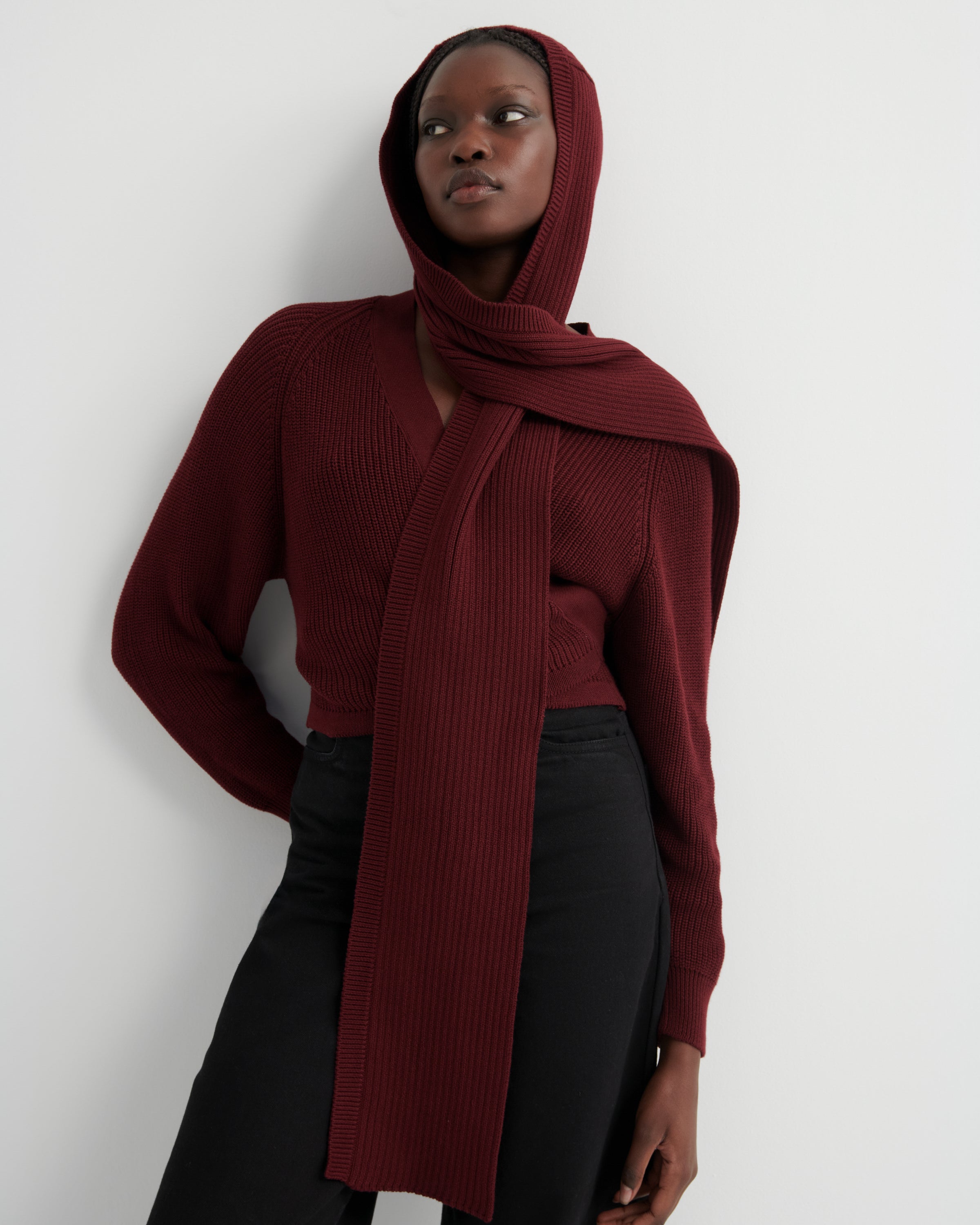 新品hood knit hood scarf Shop Hood Scarf - Maroon | Kowtow Clothing | Kowtow