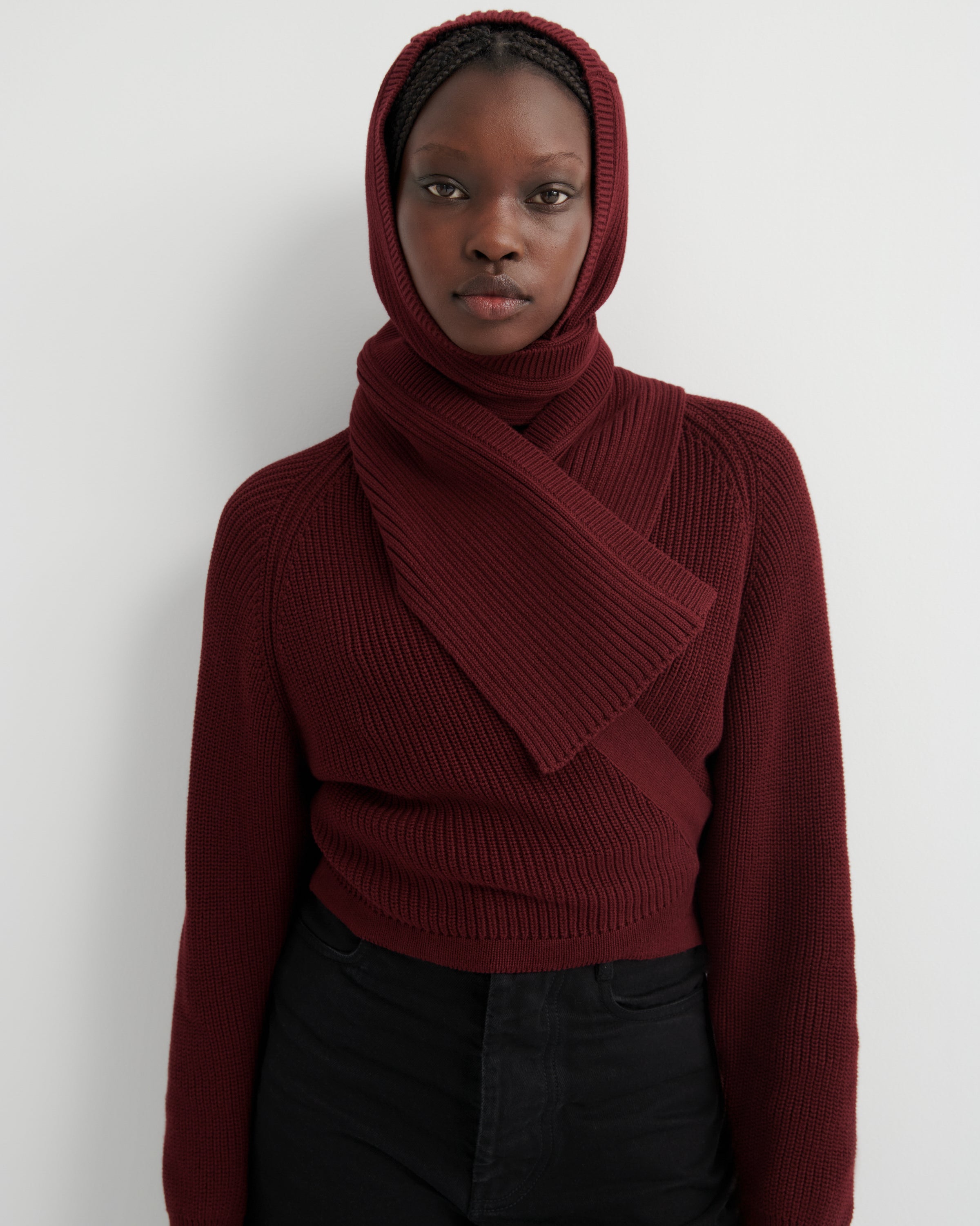 新品hood knit hood scarf Shop Hood Scarf - Maroon | Kowtow Clothing | Kowtow