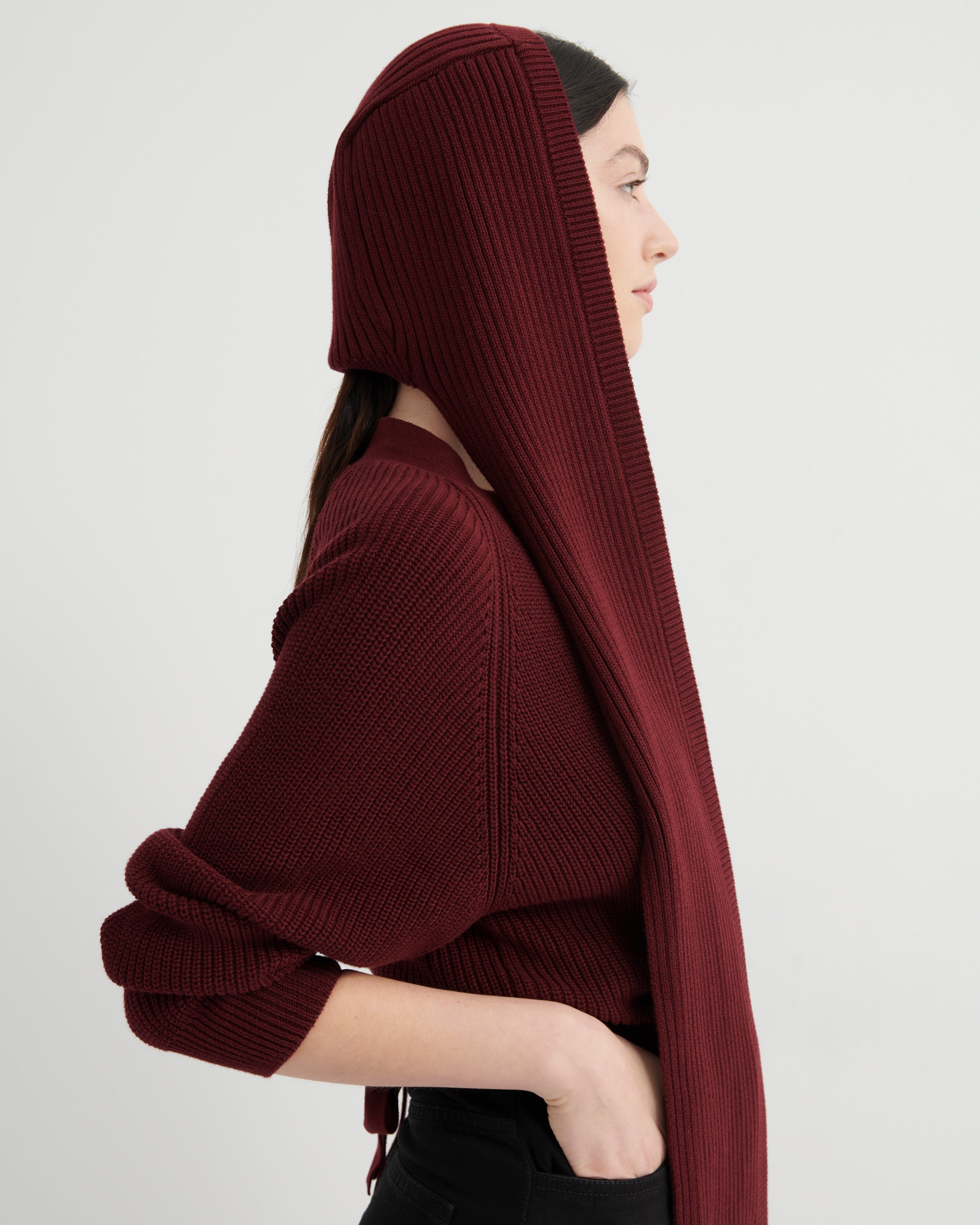 Shop Hood Scarf - Maroon | Kowtow Clothing | Kowtow
