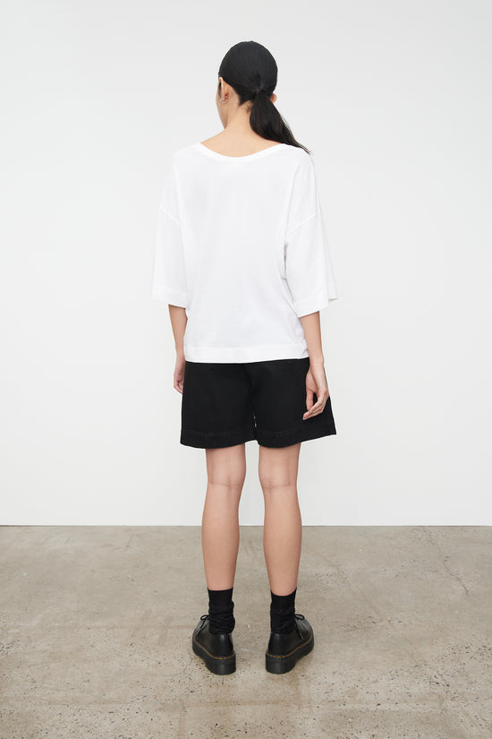 Oversized V Neck Top - White | Organic Cotton T-Shirt | Kowtow
