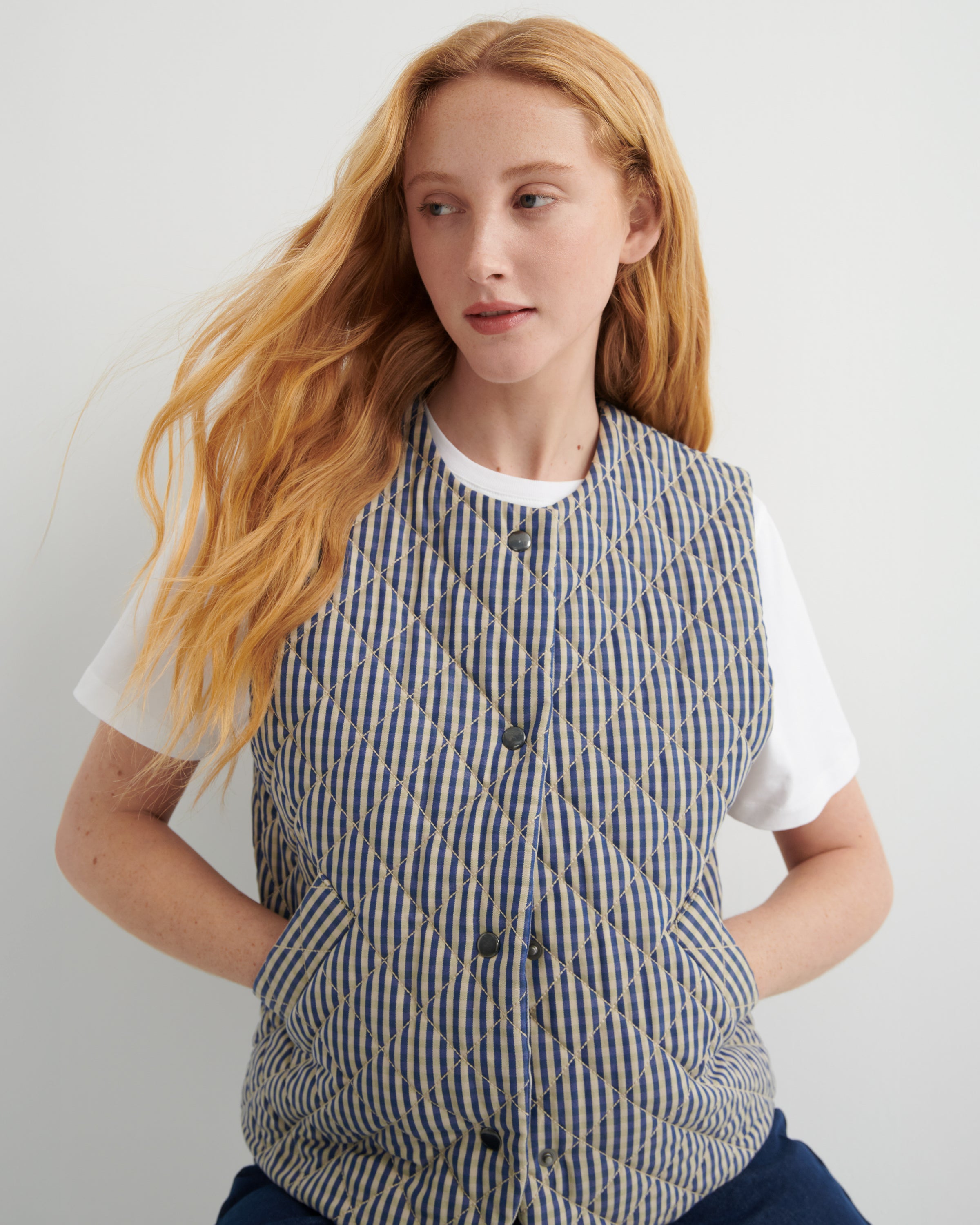 Shop Quilter Vest - Landscape Check | Kowtow Clothing | Kowtow