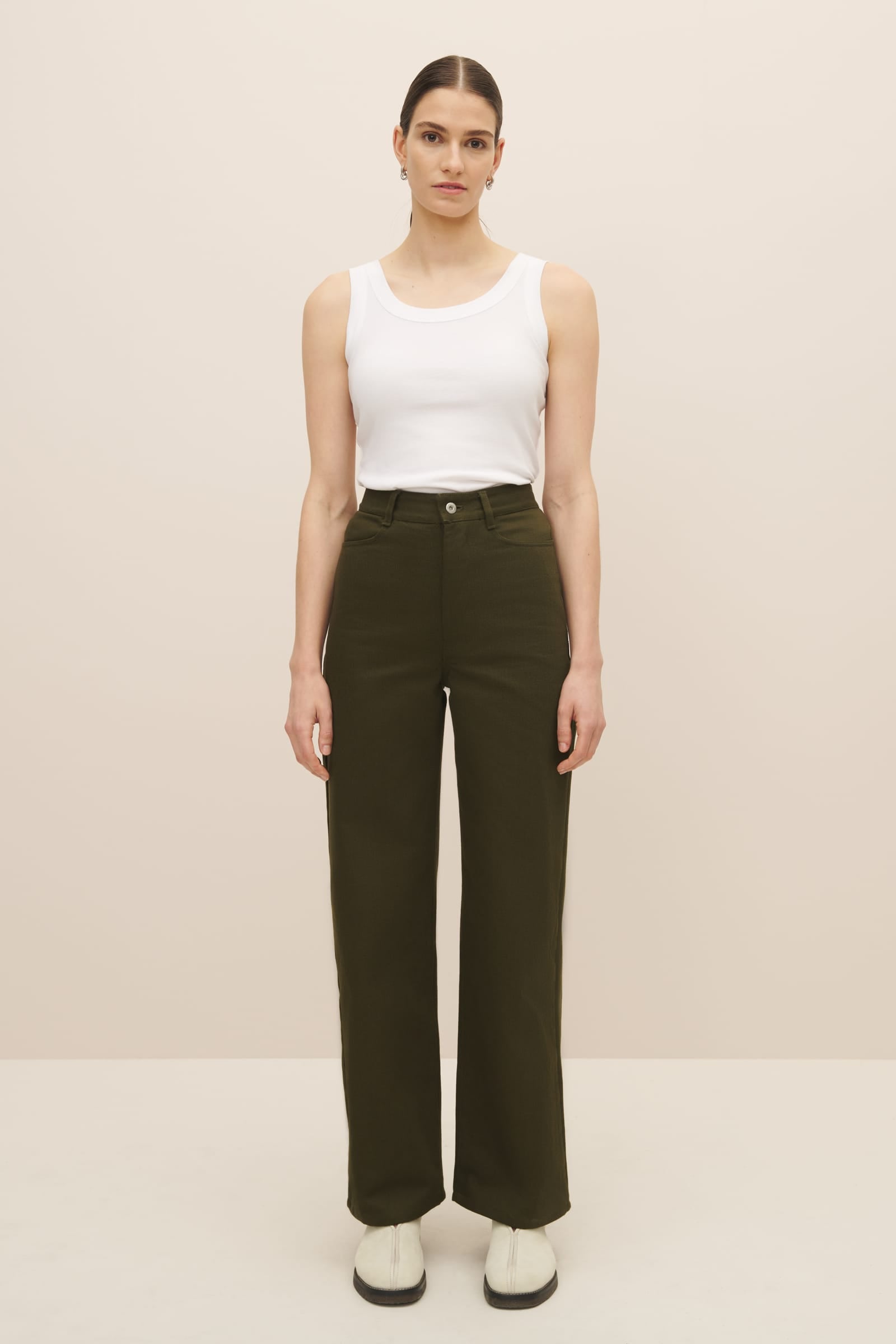 Khaki straight leg jeans hotsell