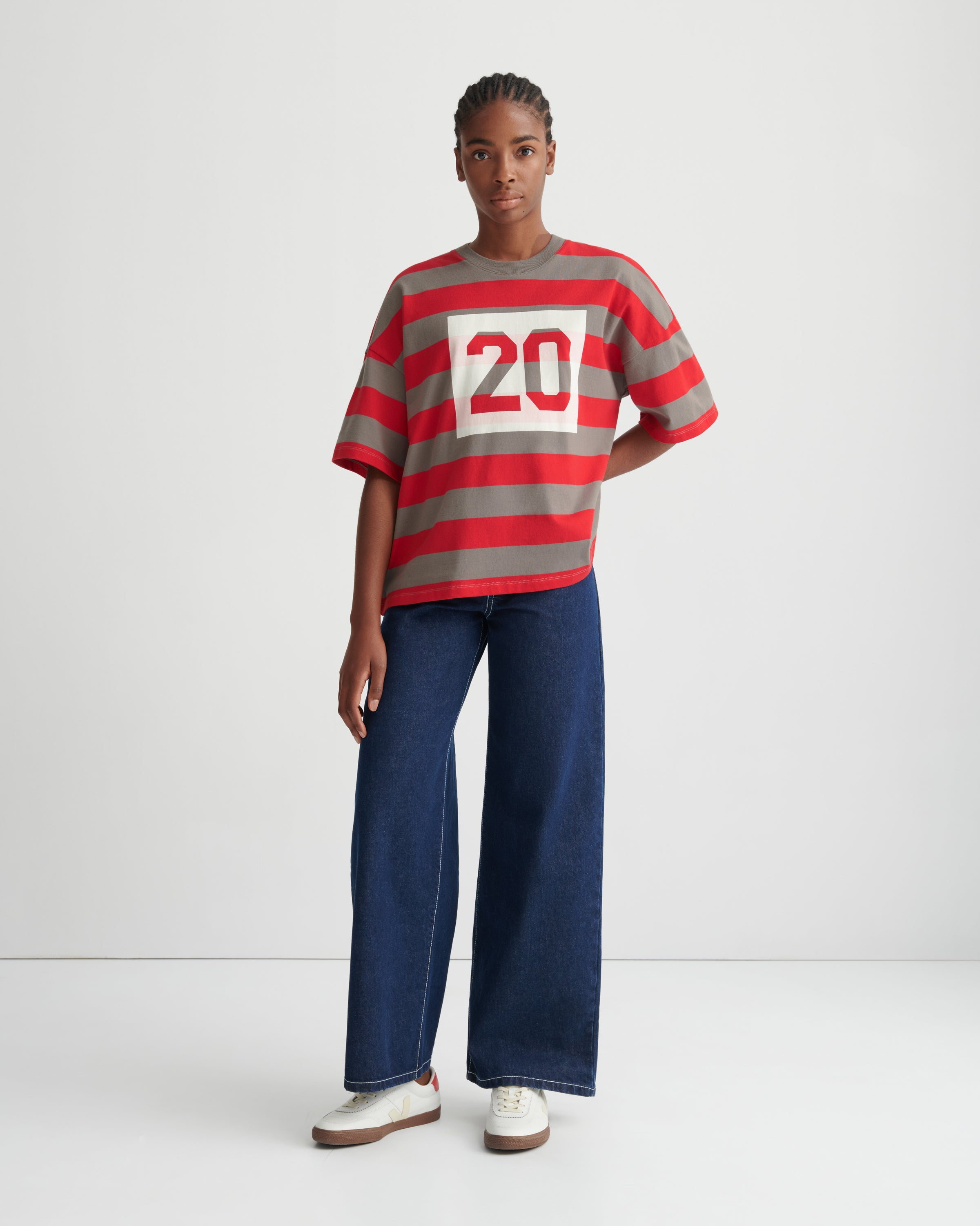 Twenty Tee - Poppy Stripe | Kowtow Clothing | Kowtow