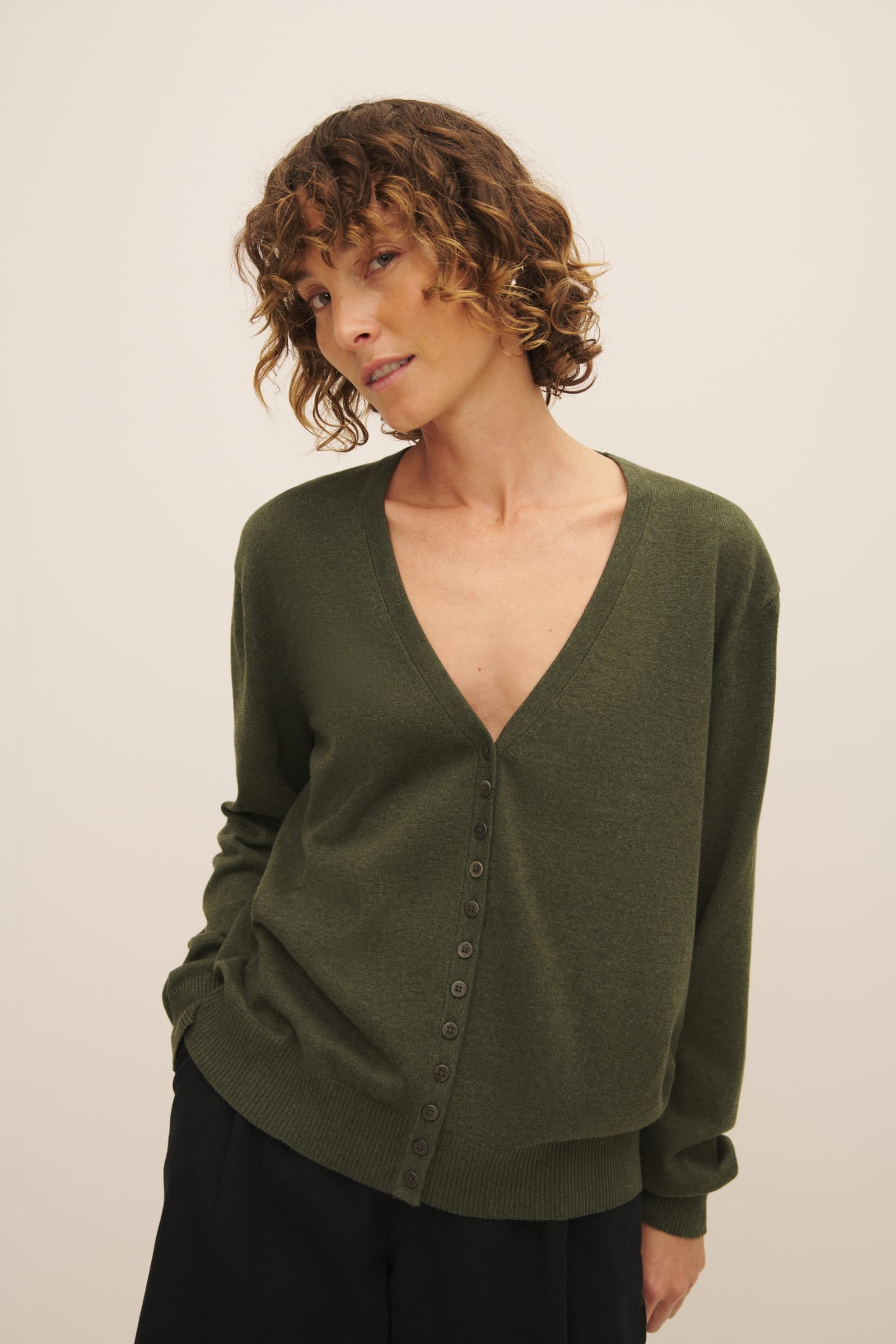 Shop Vale Cardigan Khaki Marle Kowtow Clothing Kowtow