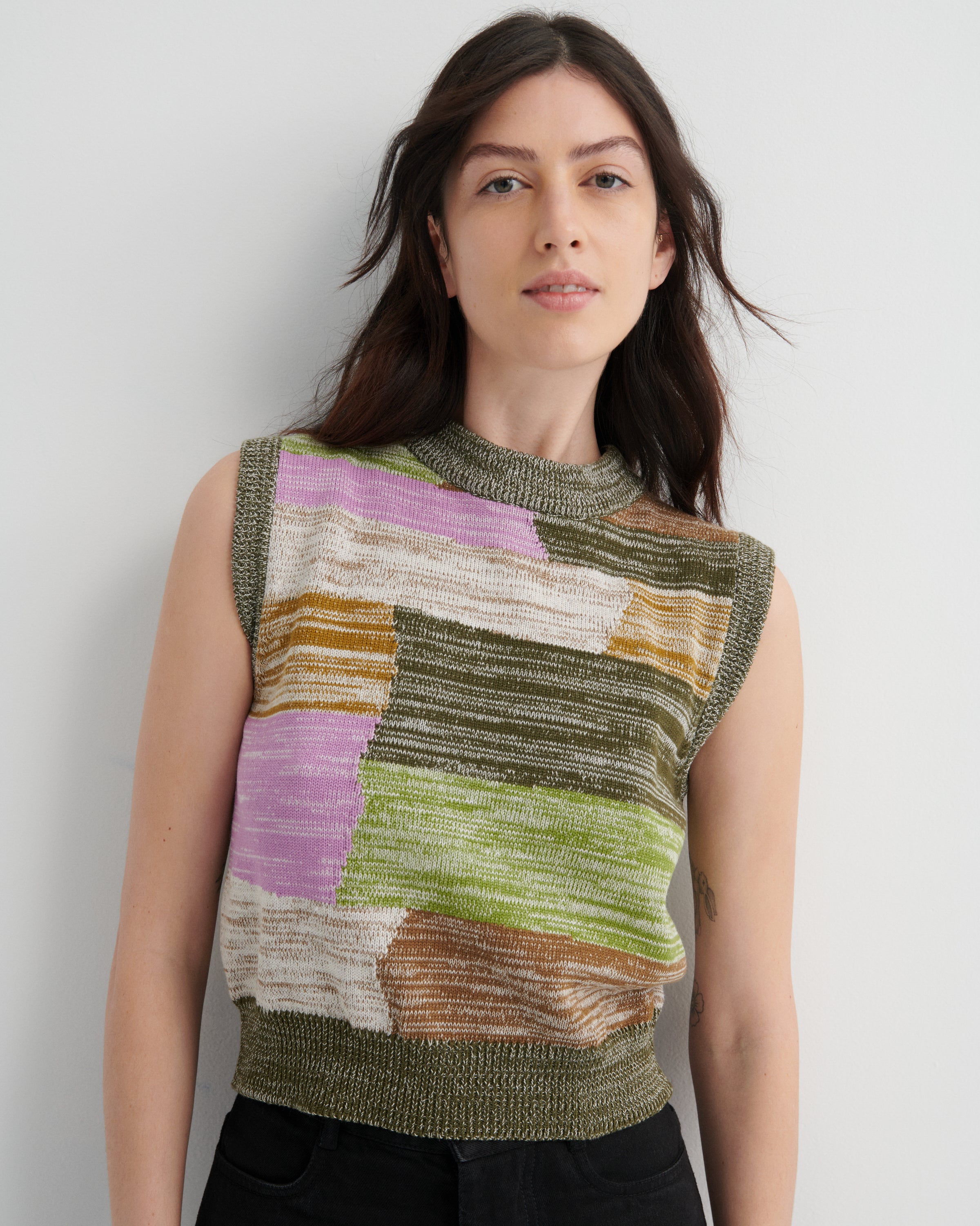kaval カヴァル／patchwork needle vest (wool) Shop Vest 07 - Patchwork Melange | Kowtow Clothing | Kowtow
