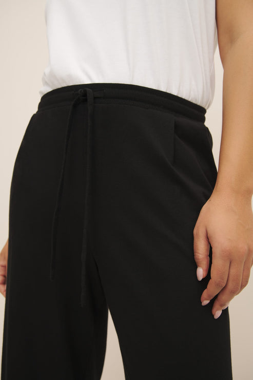 Wide Leg Pant - Black | Relaxed Fit | Elastic Waistband | Kowtow